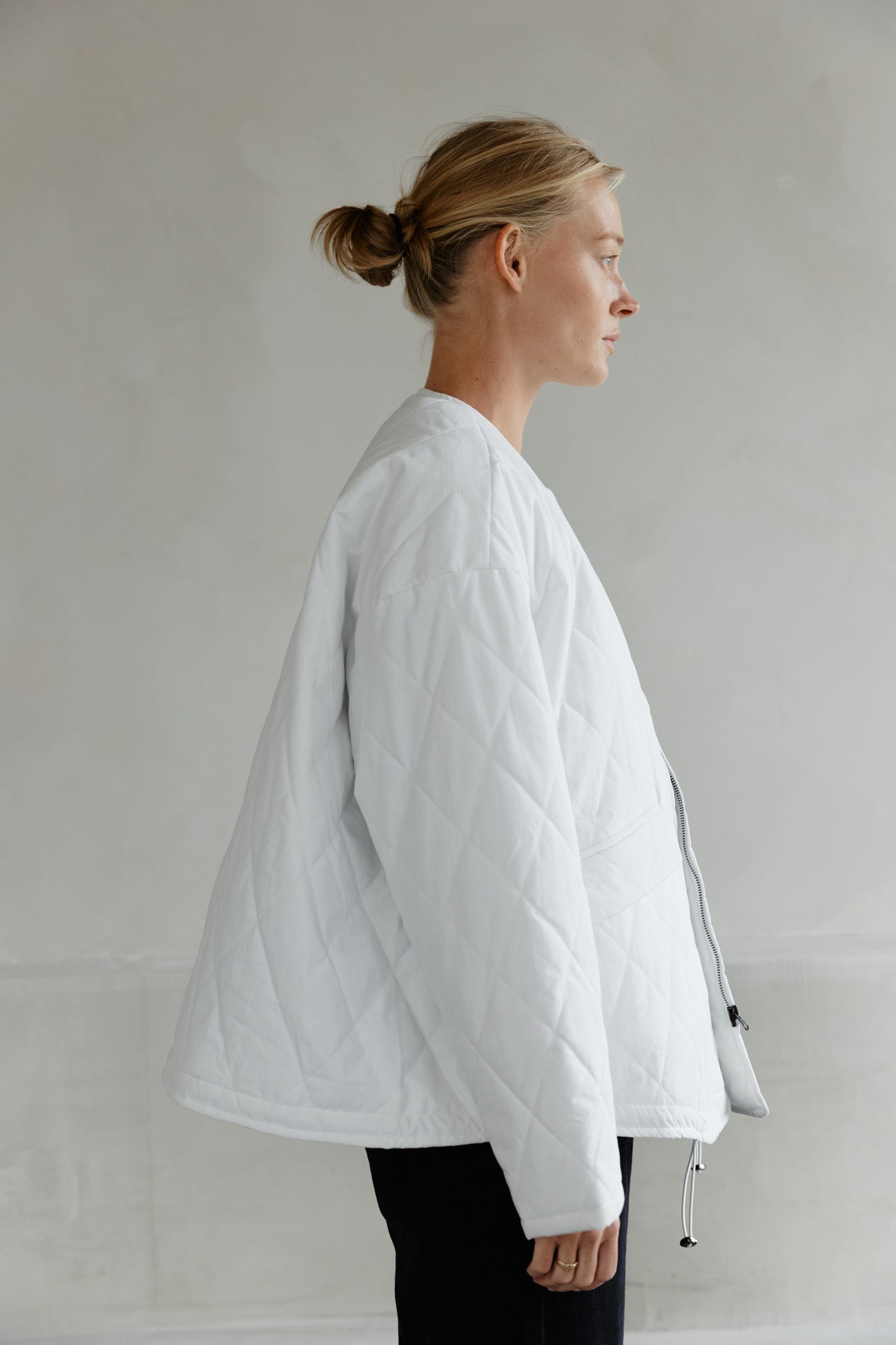 Quilted white jacket online