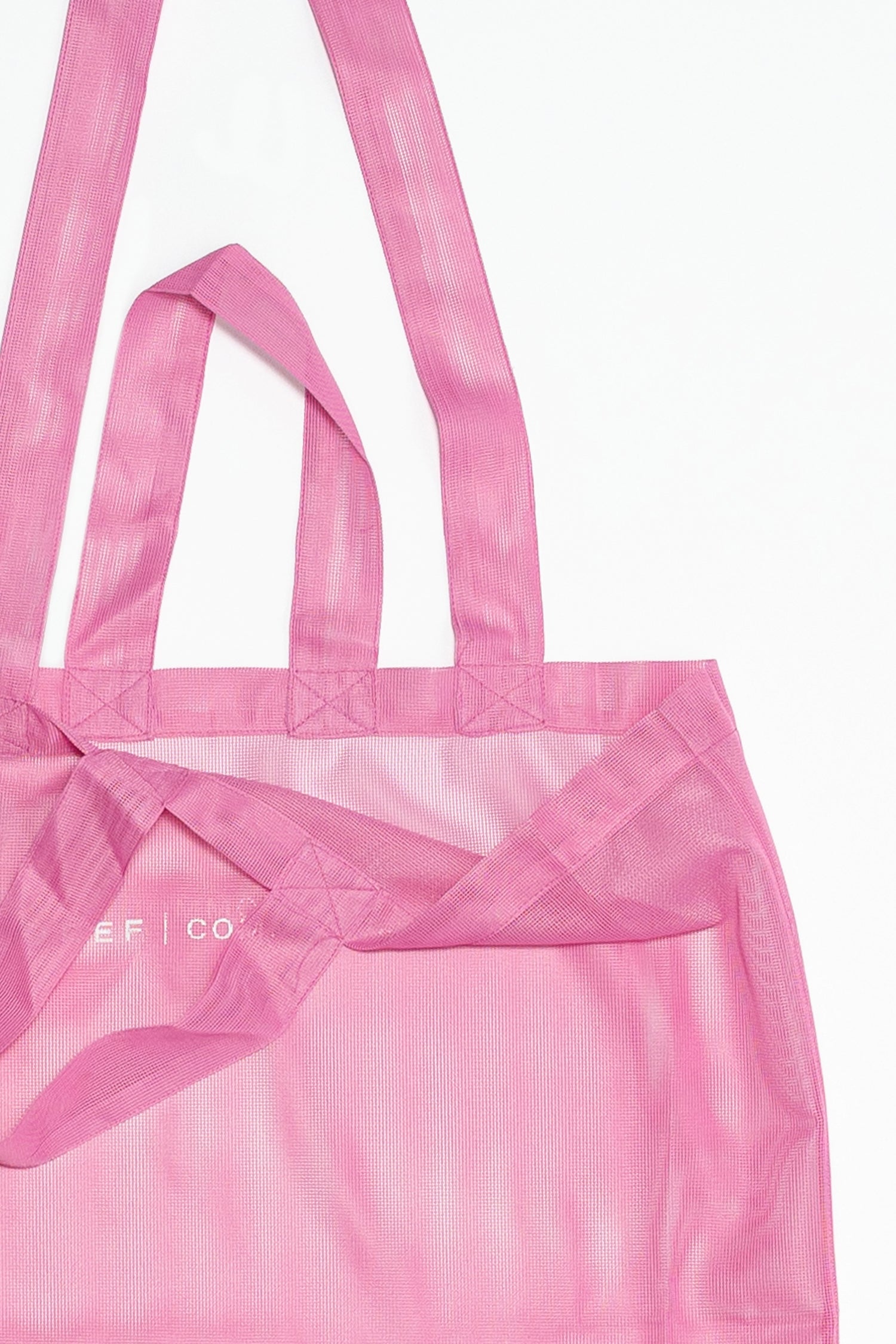 Pink mesh tote sale